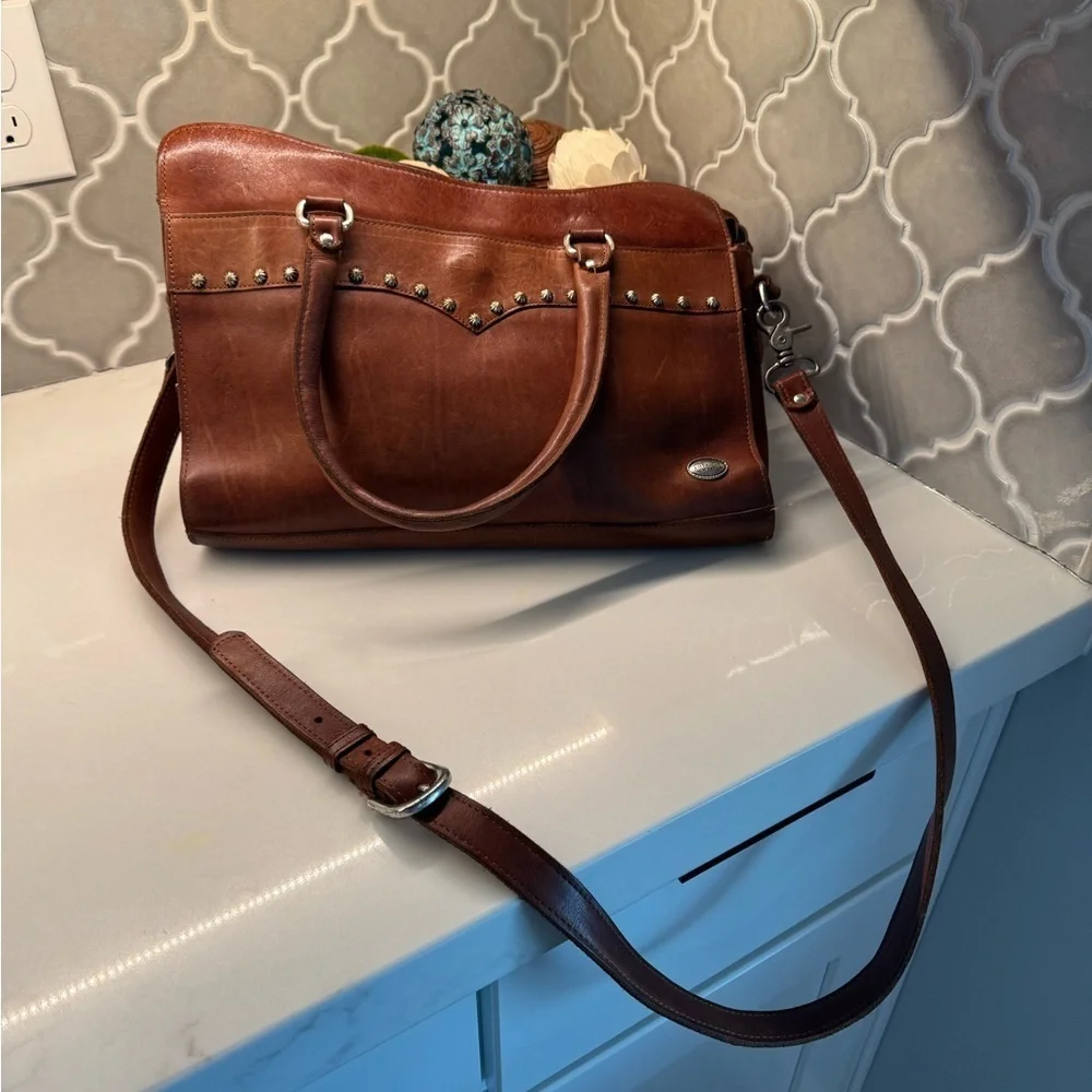 American West handmade Leather Studded bag